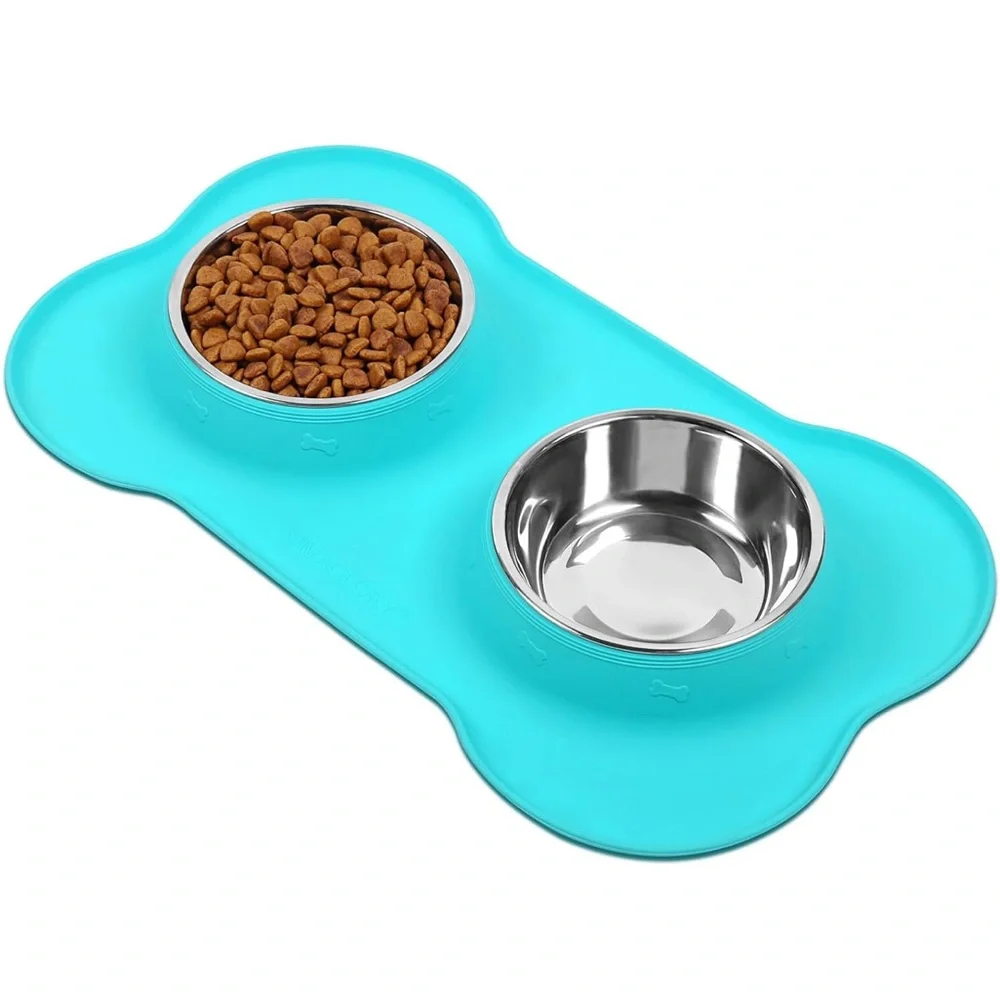 Aqua Cat/Dog Feeding Station with Stainless Steel Bowls